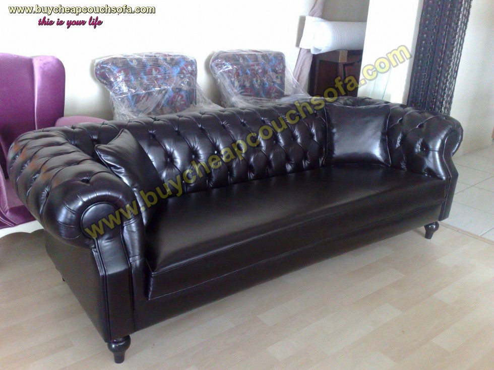 Black Leather Sofa Luxury Chesterfield Leather Home Office Cheap