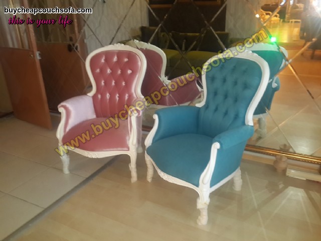 Blue Pink Accent Chair Armchair Wingback Chair Velvet Wooden Luxury