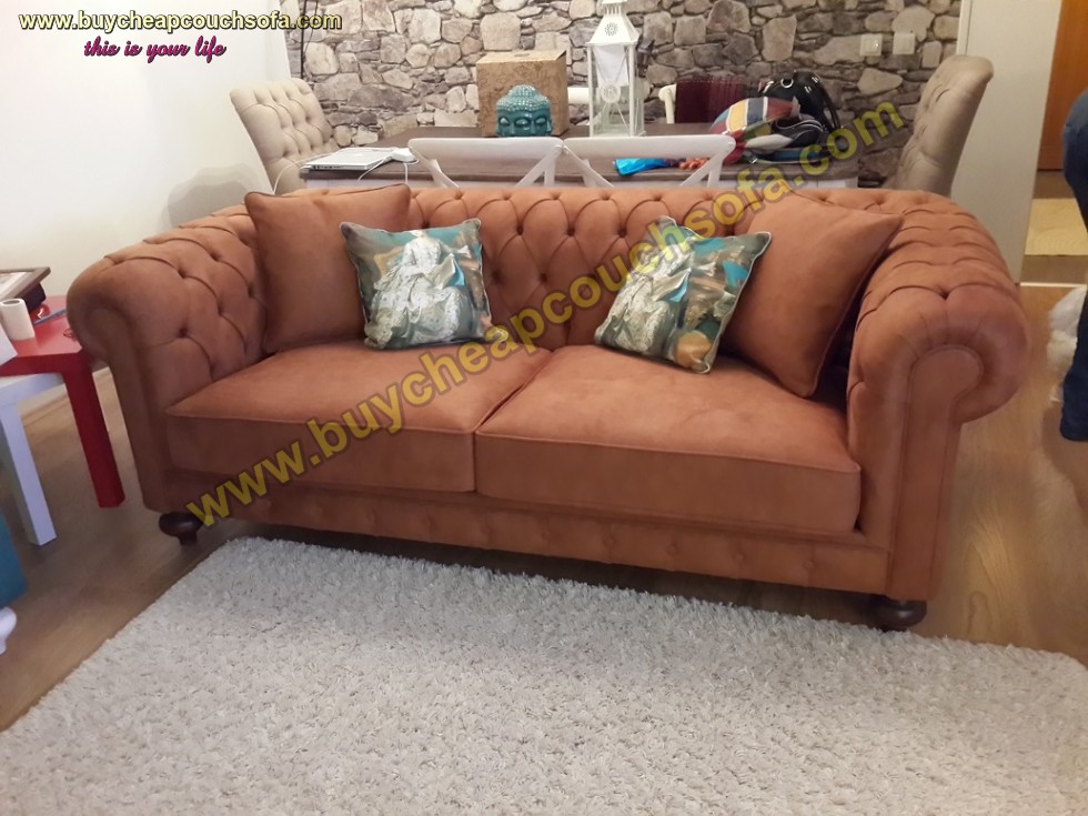 Brown & Gray Luxury Chesterfield Sofa 3 Seater Chesterfield Sofa