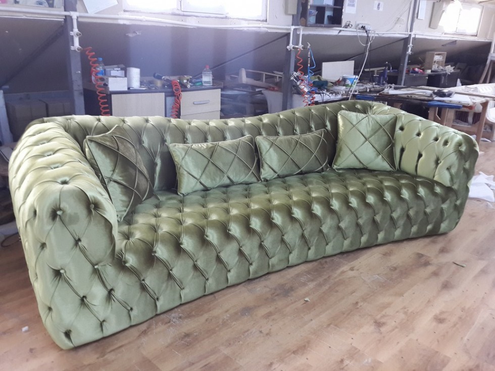 Green Velvet Chesterfield Sofa 3 Seat Handmade Luxury Cheap Sofa