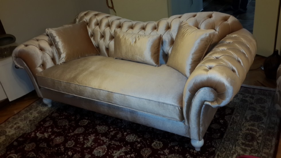 Velvet Chesterfield Couch 3 Seater Sofa Tufted Silver Luxury Cheap