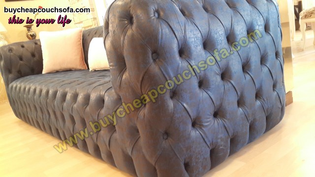Blue Leather Sofa Fully Quilted Luxury Navy Blue Chesterfield Sofa