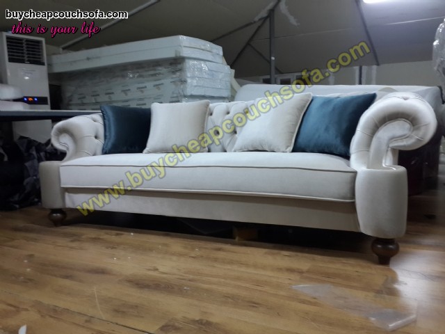 Elegance Gray Velvet Sofa 3 Seater Luxury Counch High Comfortable