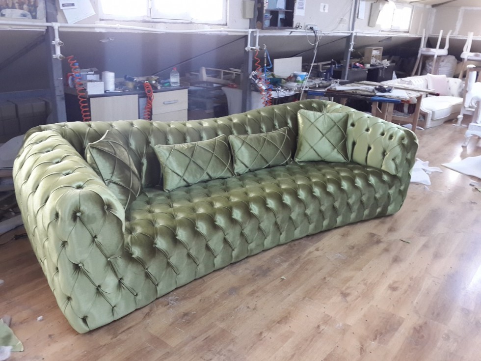 Kodu: 12406 - Green Velvet Chesterfield Sofa 3 Seat Handmade Luxury Cheap Sofa