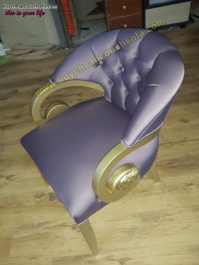 Purple Velvet Armchair Accent Chair Wooden Chair Tufted Luxury