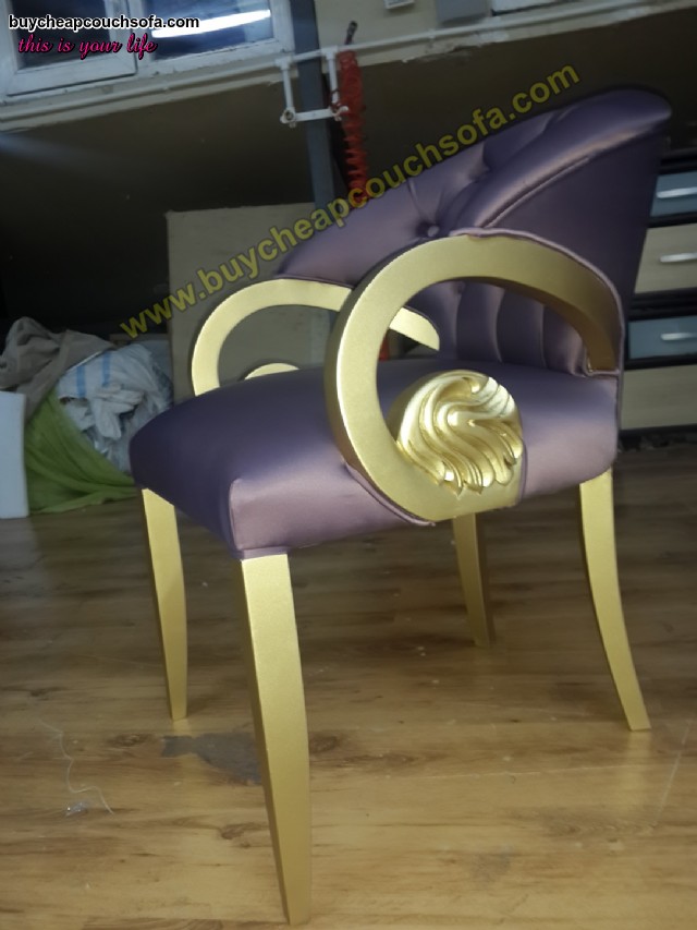 Purple Velvet Armchair Accent Chair Wooden Chair Tufted Luxury
