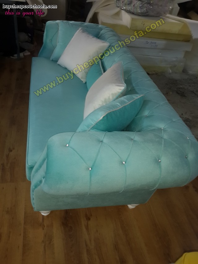 Turquoise Blue Velvet Chesterfield Sofa Luxury Cheap Sofas