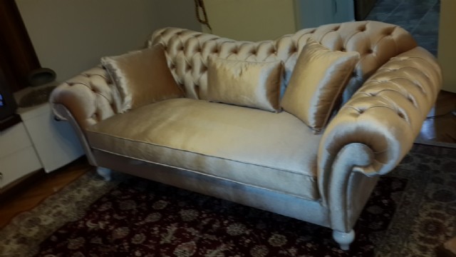 Velvet Chesterfield Couch 3 Seater Sofa Tufted Silver Luxury Cheap