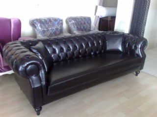 Black Leather Sofa Luxury Chesterfield Leather Home Office Cheap
