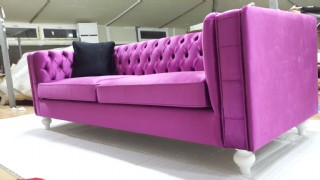 Pinky Maroon Velvet Luxury Sofa 3 Seater