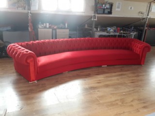 Red Velvet Chesterfield Sofa 6 Seater Exclusive Tufted Curved Sofa