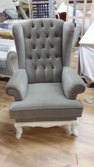 Wooden Frame Armchair Fabric Leather Color Options Exclusive